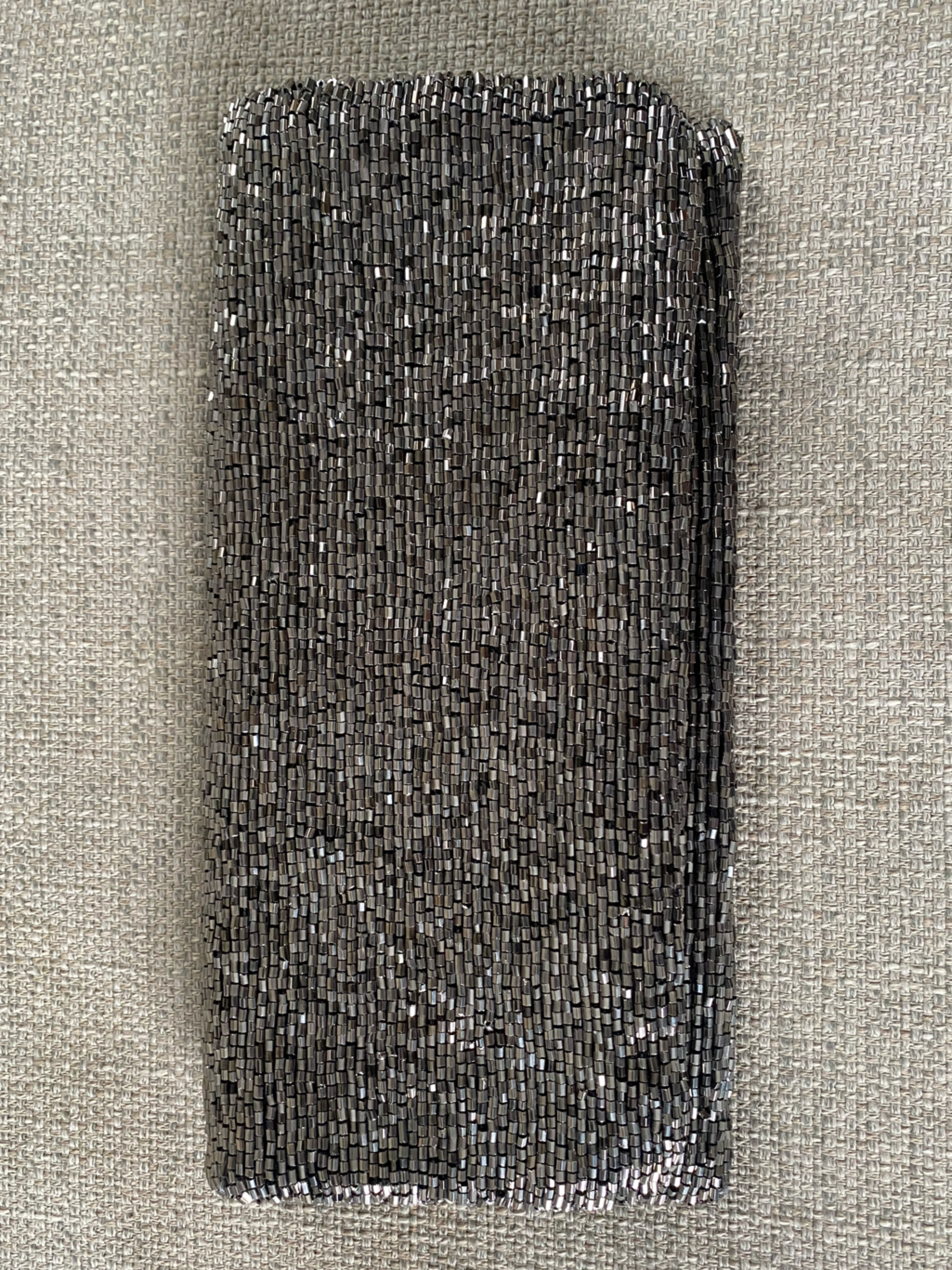 Moyna Beaded Silver-Black Clutch Bag